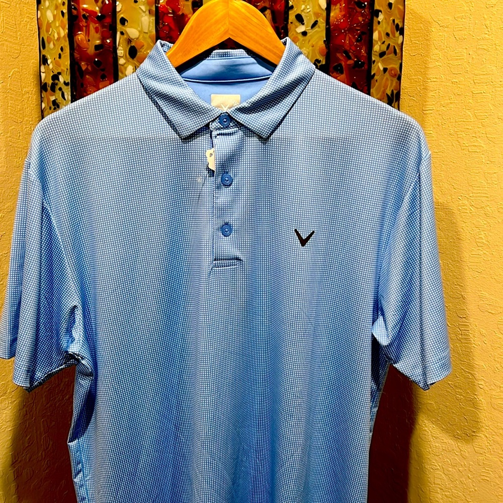 New Callaway Golf Powder Blue Polo Opti-Dri wicks away moisture to keep you dry!